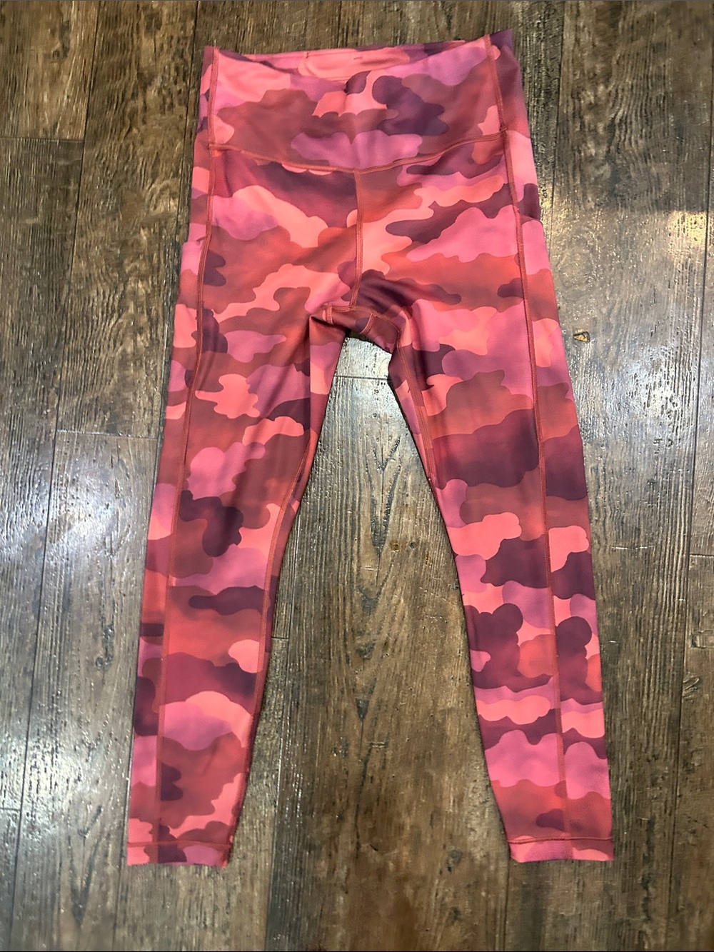 Athleta Pink & Red Camo Leggings